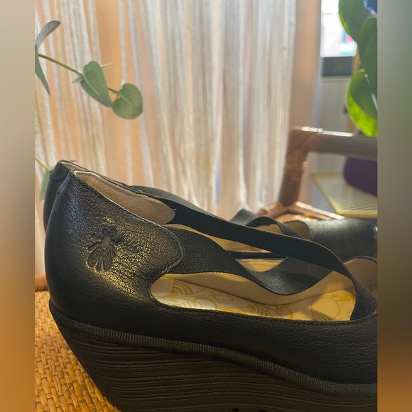 Fly London Black Wedge Shoes with Elastic Straps US size 10 Europe size 42 US 10 - Picture 11 of 16